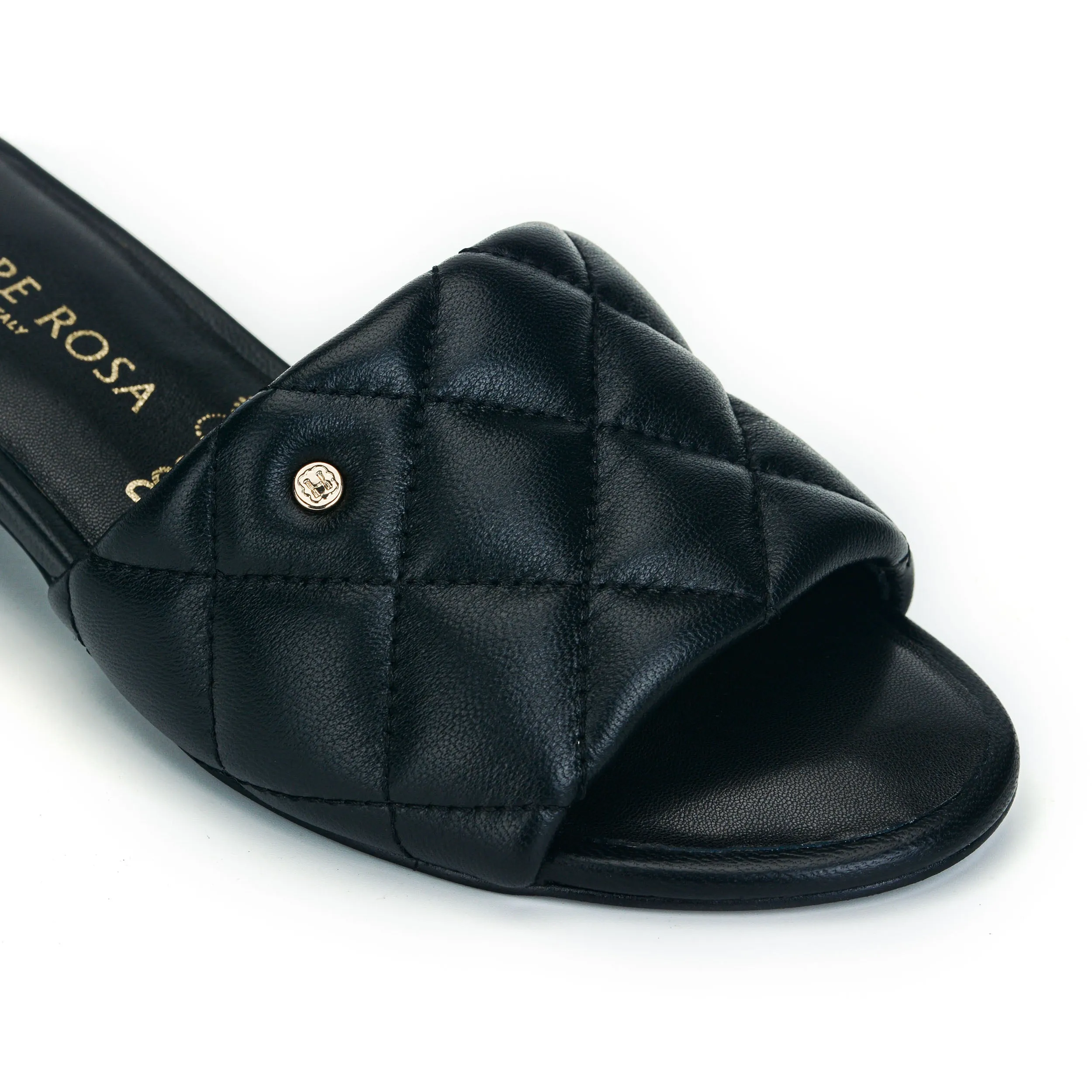 Venus Black Quilted Leather Slide Sandal