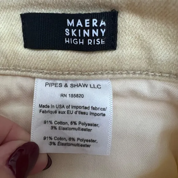 Veronica Beard Skinny Jeans Women Maera Extra High-Rise Mustard Yellow Sz 25/0
