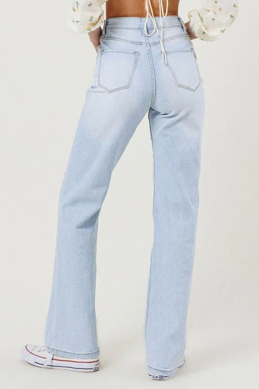 Vibrant M.i.U Distressed Wide Leg Jeans