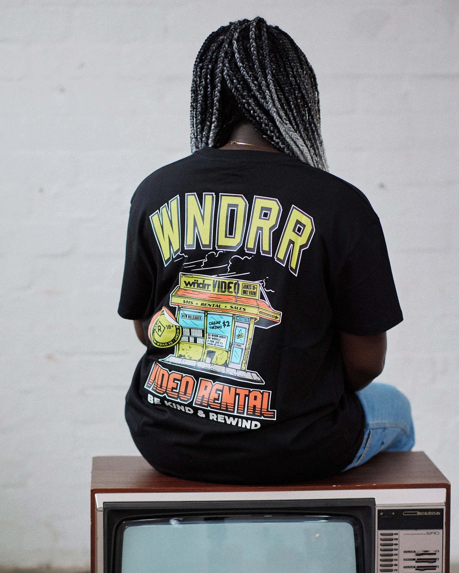 VIDEO RENTAL BOX FIT TEE - BLACK