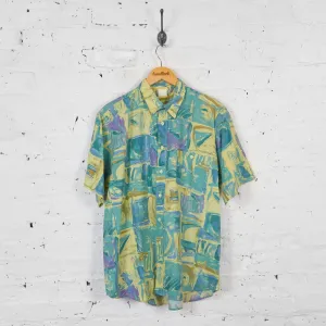 Vintage 90's Pattern Party Shirt - Green - M