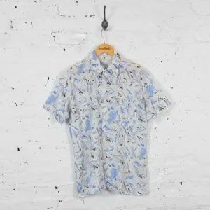 Vintage Abstract Textures Party Shirt - White - L