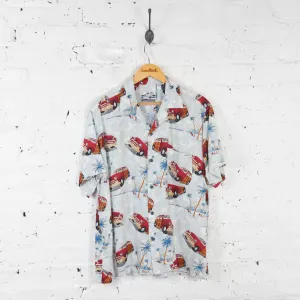 Vintage Cars Pattern Party Shirt - Blue - S