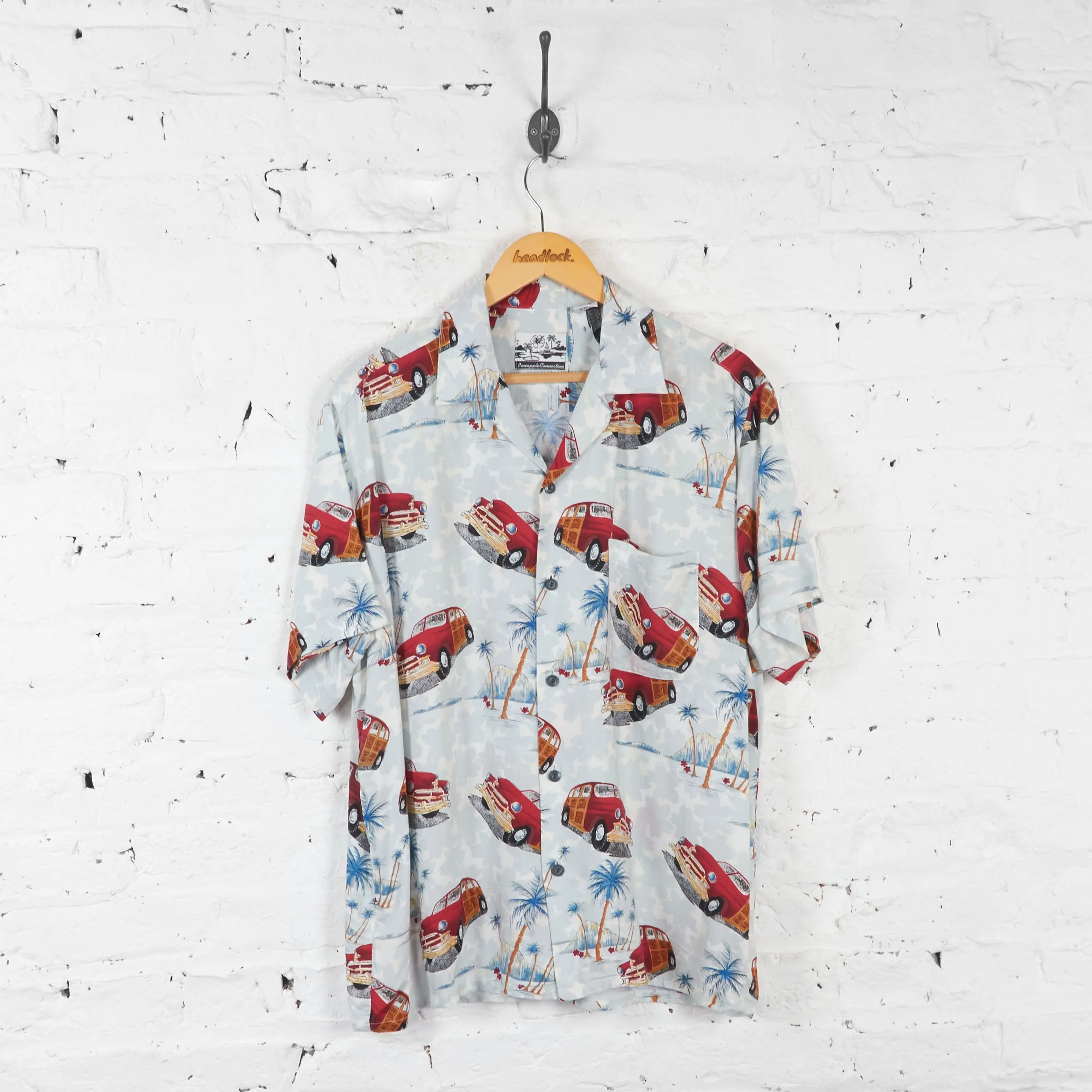 Vintage Cars Pattern Party Shirt - Blue - S
