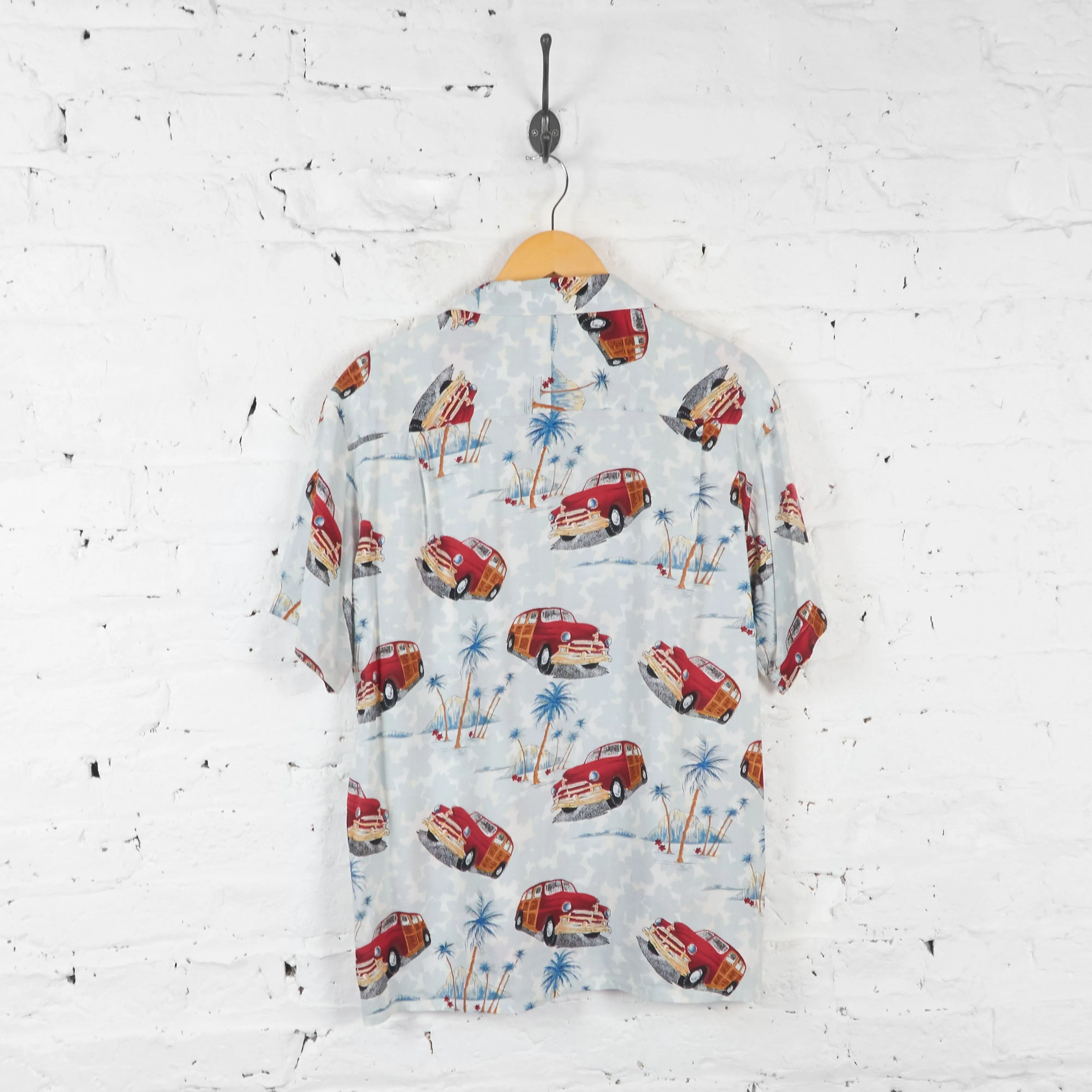 Vintage Cars Pattern Party Shirt - Blue - S
