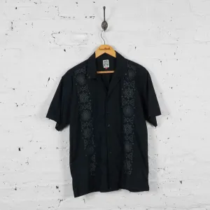 Vintage Embroidered Party Shirt - Black - M