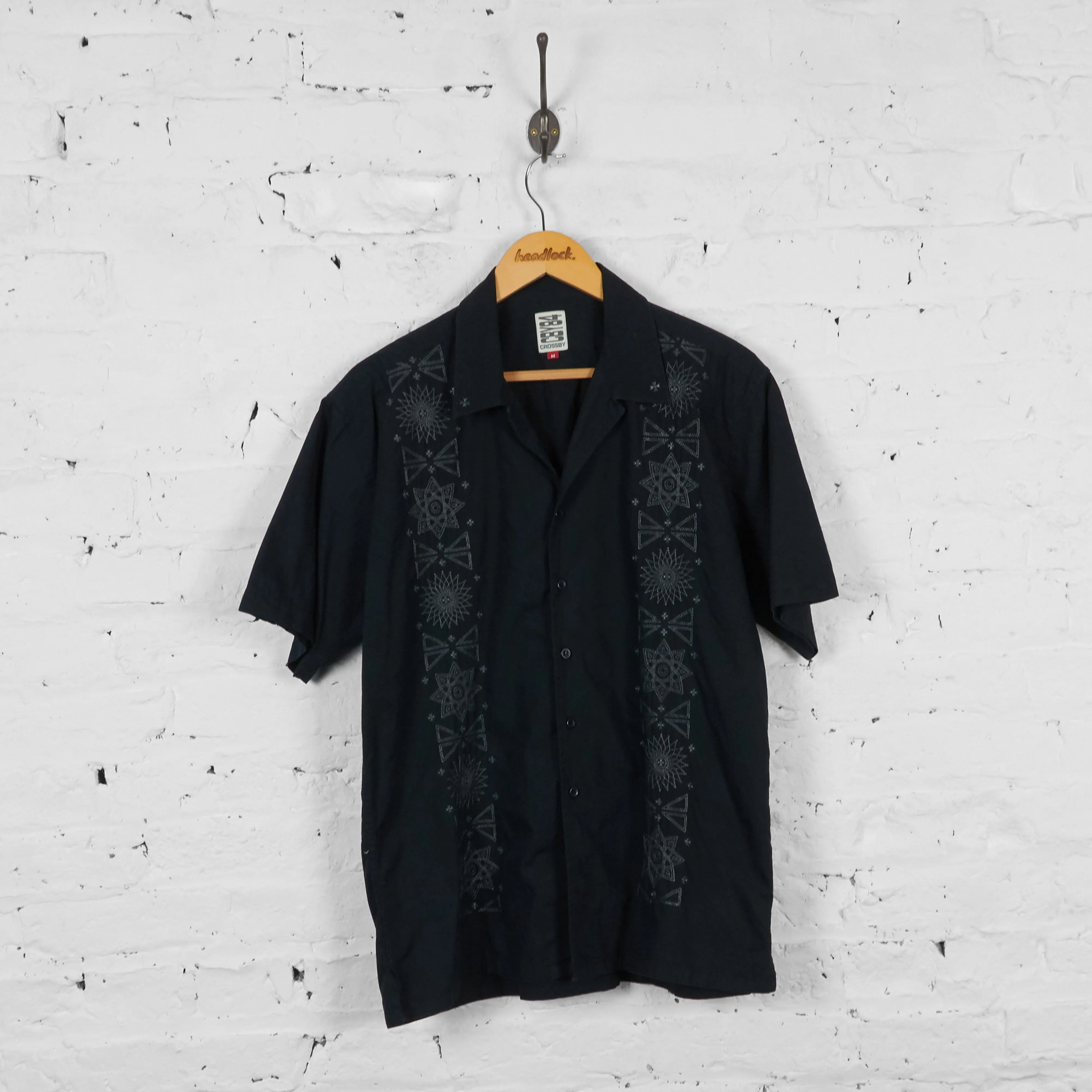 Vintage Embroidered Party Shirt - Black - M