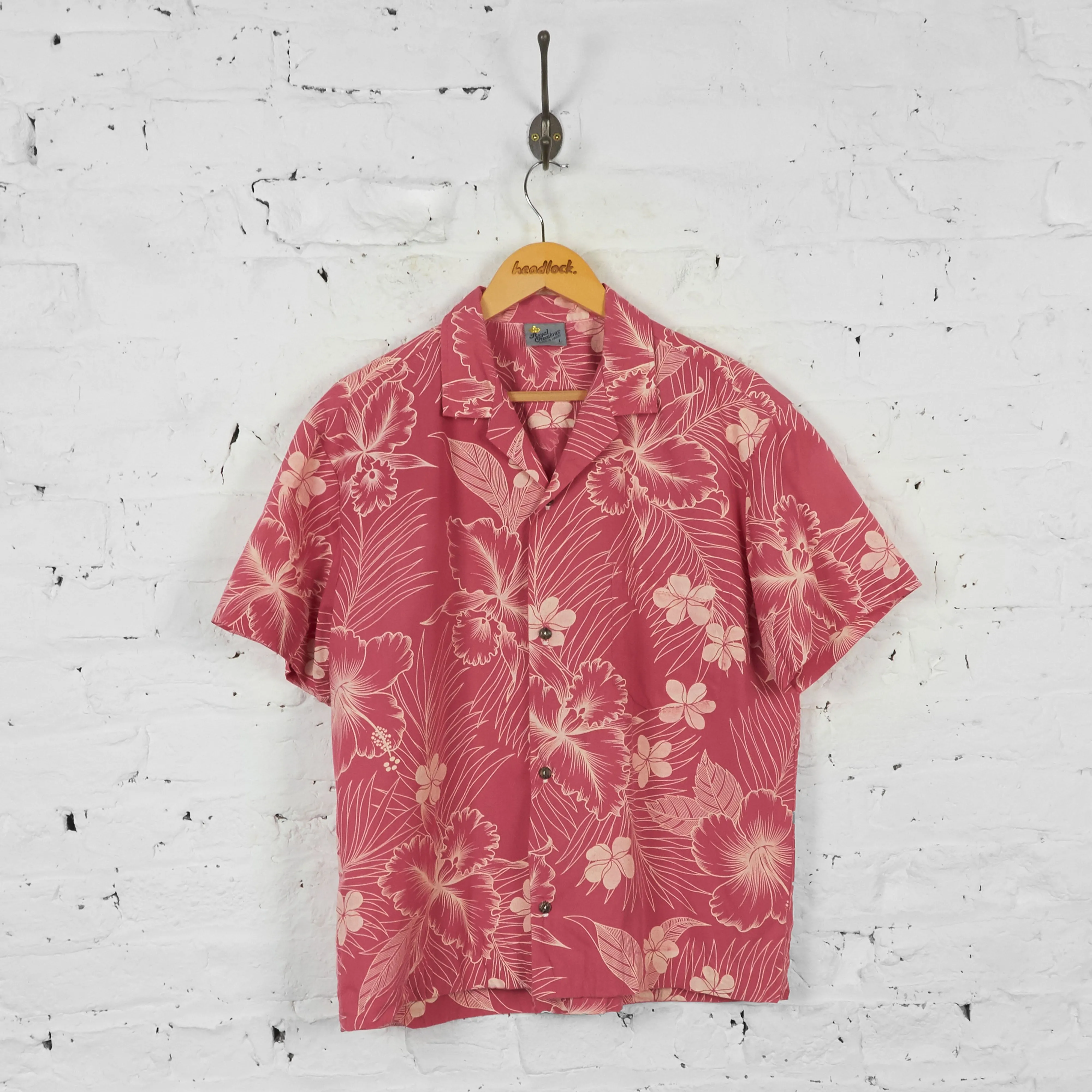 Vintage Floral Hawaiian Shirt - Pink - L