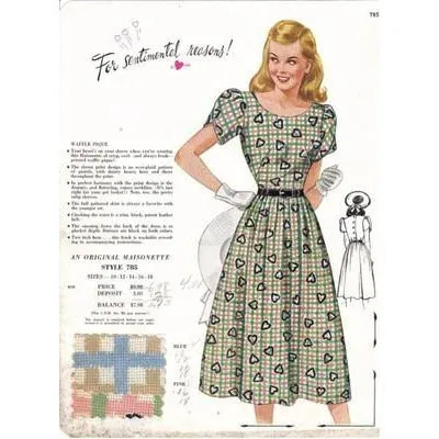 Vintage Maisonette Fabric Swatch 1940s 8x11 785