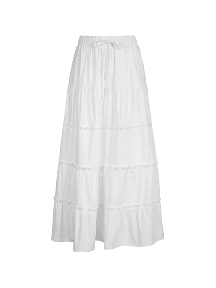 Vintage White Slit Midi Skirt