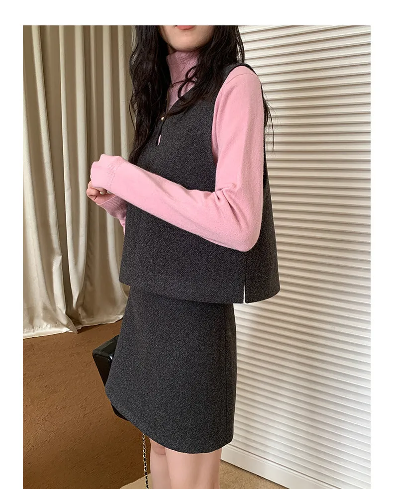 Vintage wool vest top   skirt set