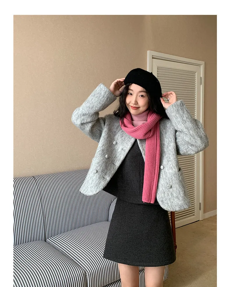 Vintage wool vest top   skirt set