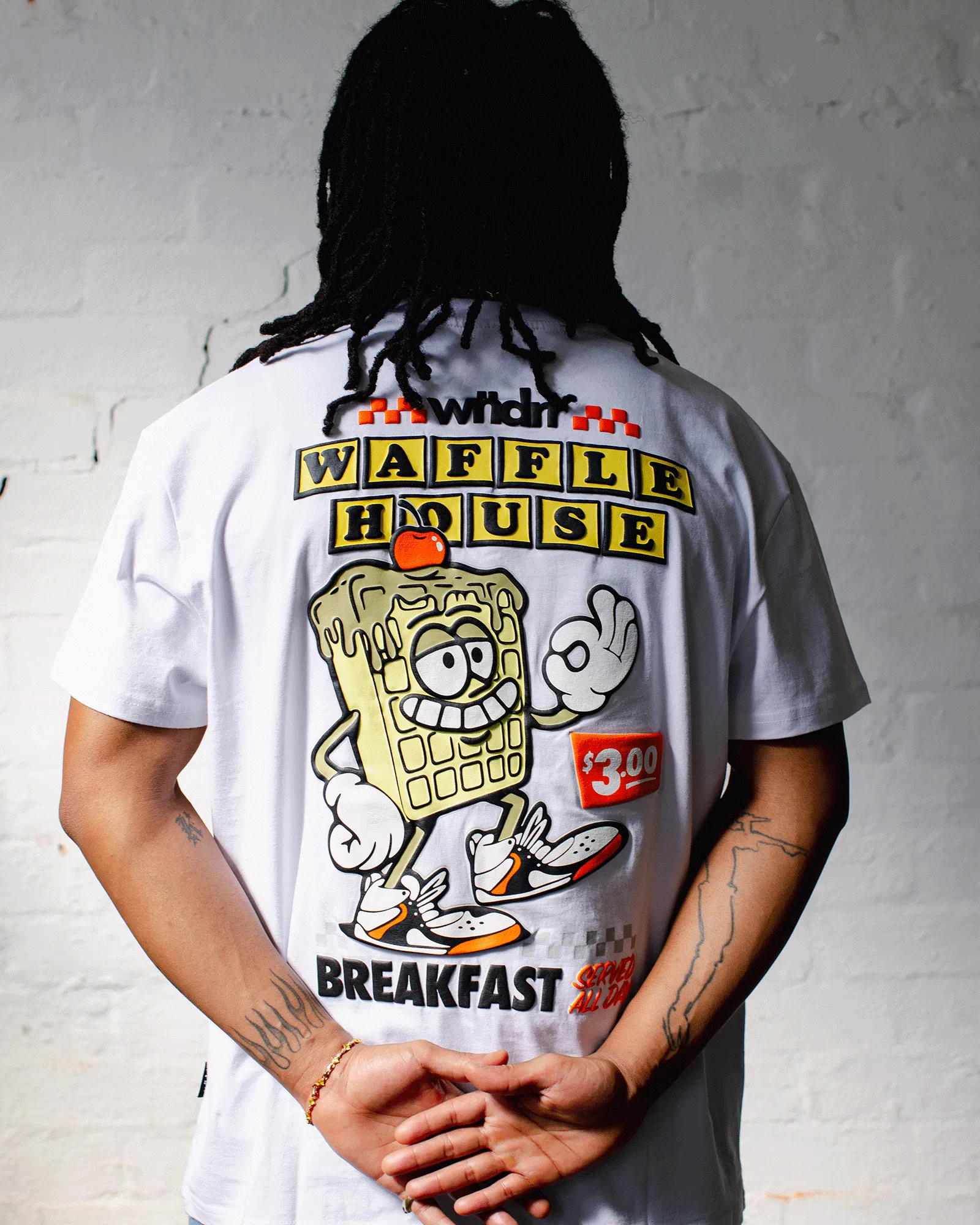 WAFFLE HOUSE BOX FIT TEE - WHITE