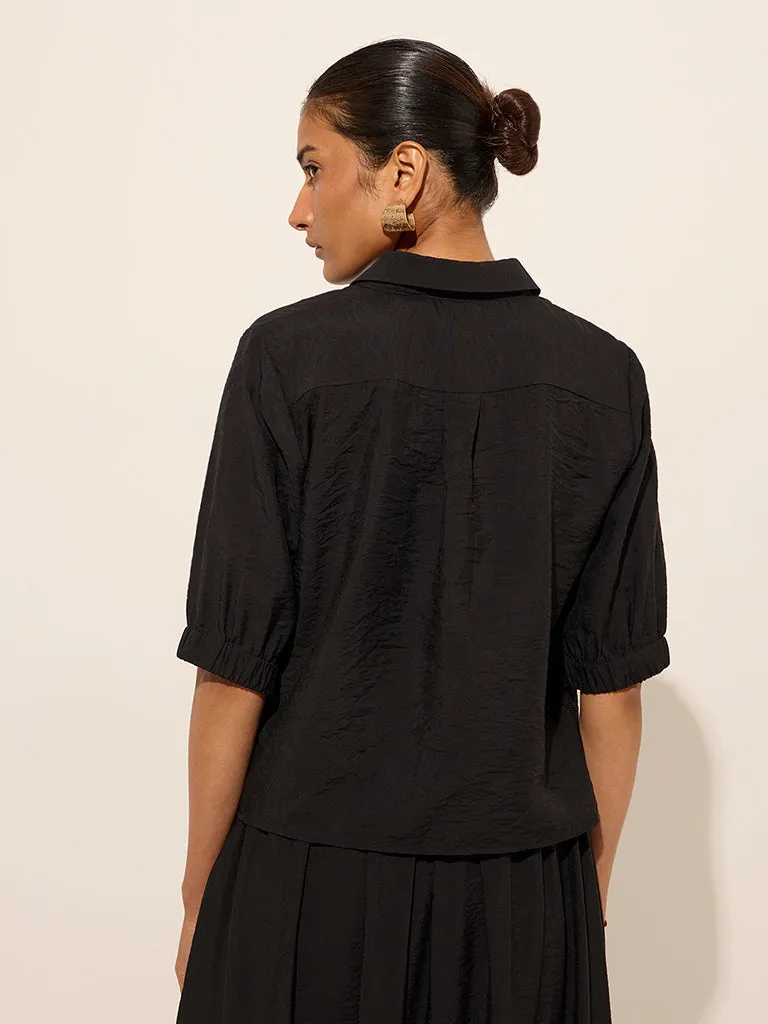 Wardrobe Black Crinkle Textured Shirt