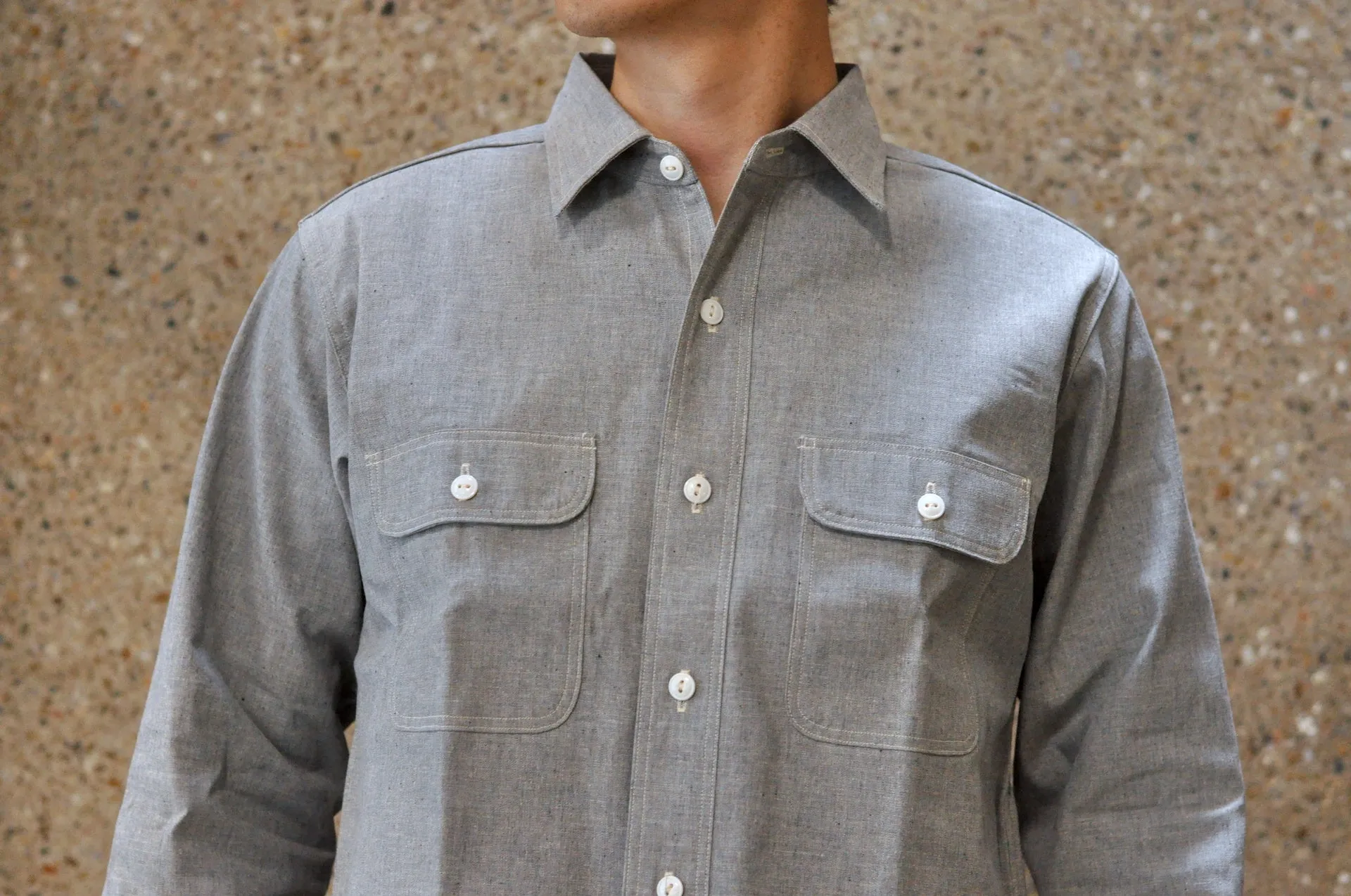 Warehouse Co. 8oz "Treton Steel" Selvage Chambray Worker Shirt (Heather Grey)