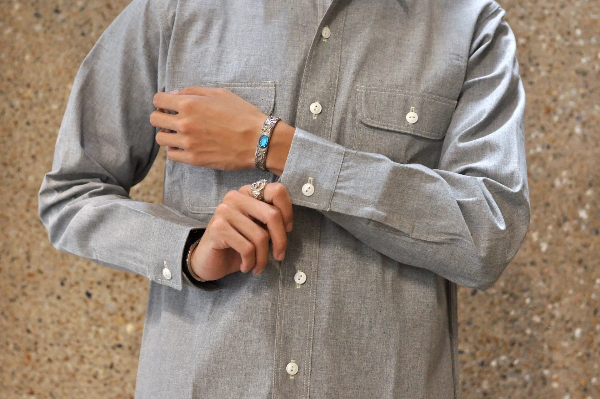 Warehouse Co. 8oz "Treton Steel" Selvage Chambray Worker Shirt (Heather Grey)