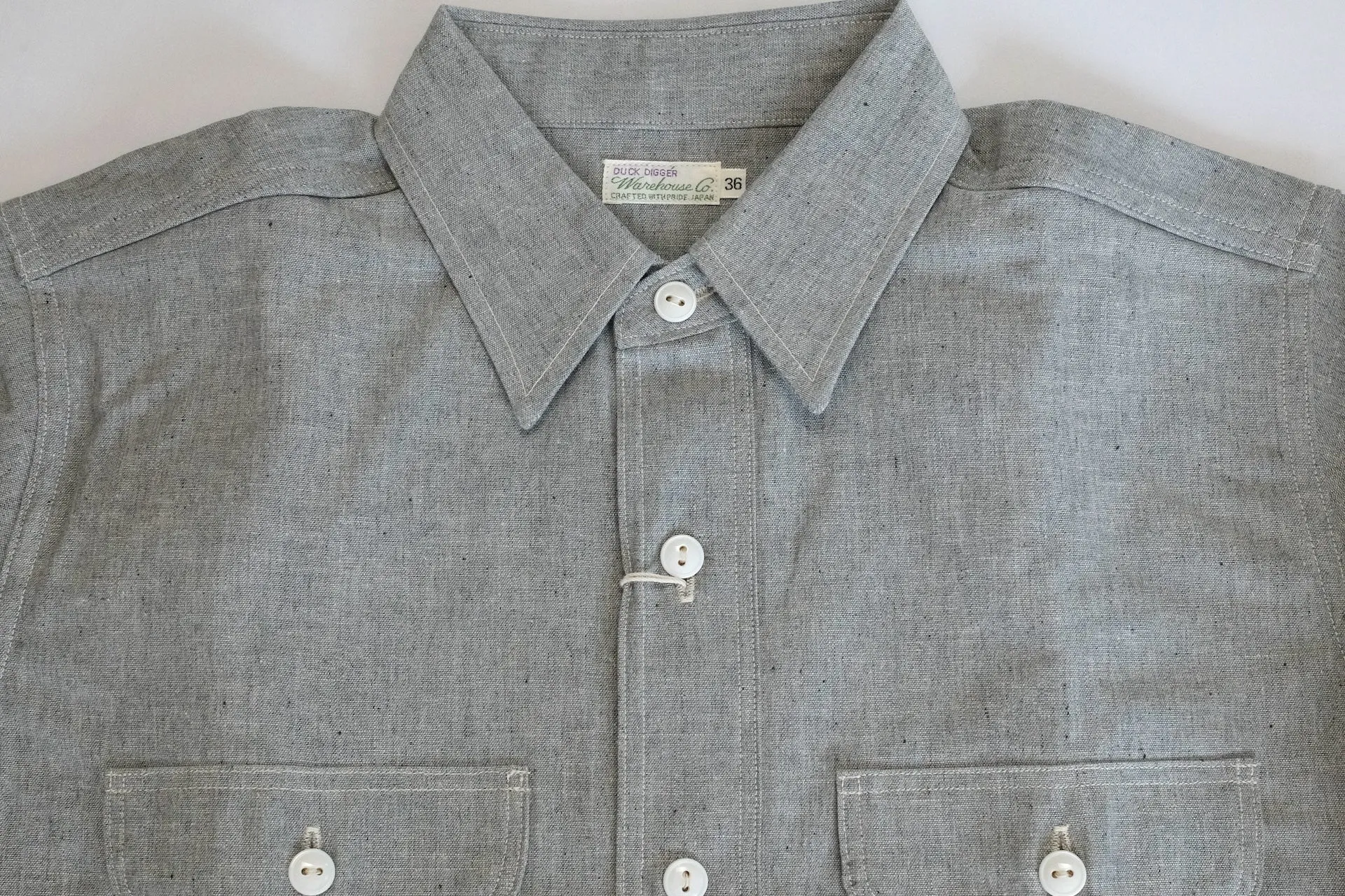 Warehouse Co. 8oz "Treton Steel" Selvage Chambray Worker Shirt (Heather Grey)
