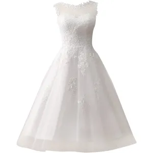 Wedding Dress Lace Bride Dresses Short Wedding Gown Tulle Vintage Bridal Gown Appliques