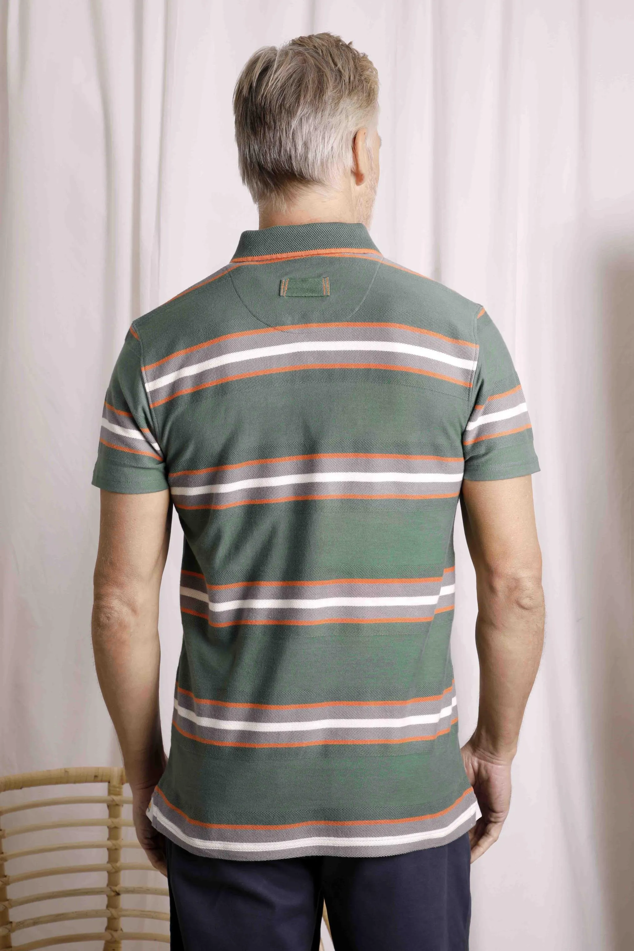 WeirdFish Dent Block Stripe Polo Shirt