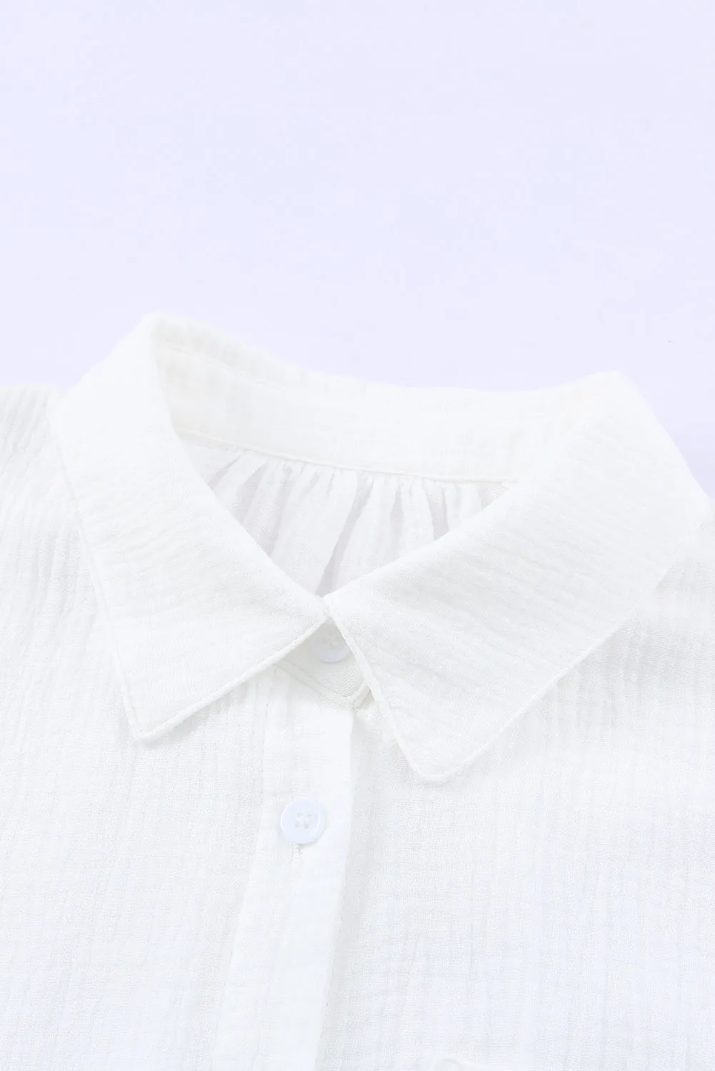White Loose Fit Tunic Long Sleeve Shirt