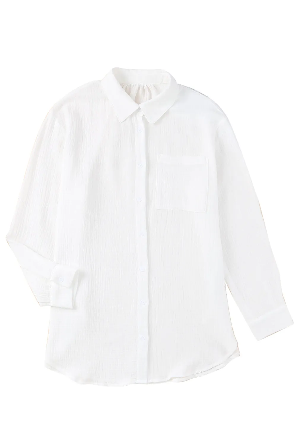 White Loose Fit Tunic Long Sleeve Shirt