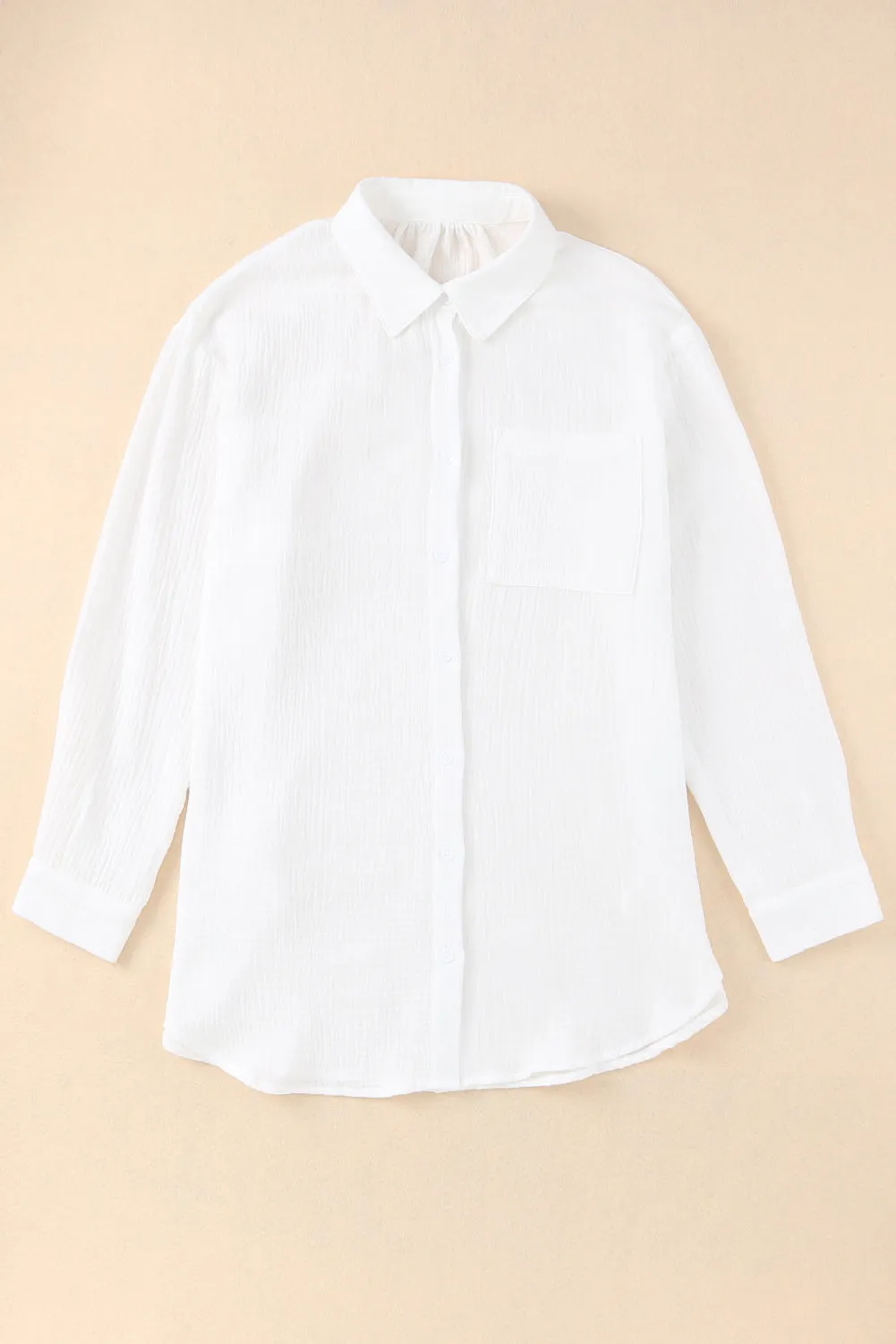 White Loose Fit Tunic Long Sleeve Shirt