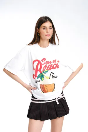White Son Of A Beach Oversized T-shirt