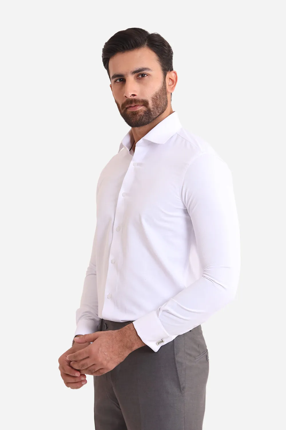 White Textured Dress Shirt SFT23062-WT
