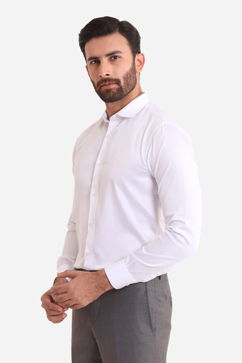 White Textured Dress Shirt SFT23062-WT