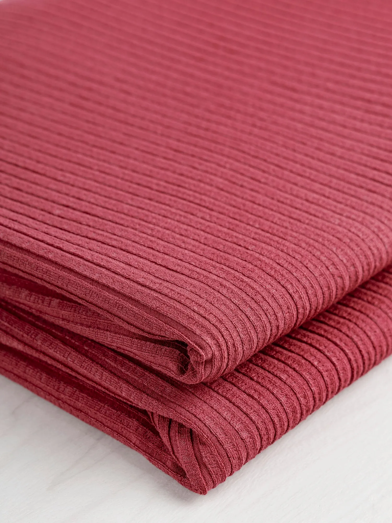 Wide Rib EcoVero Viscose Knit - Earth Red - Swatch