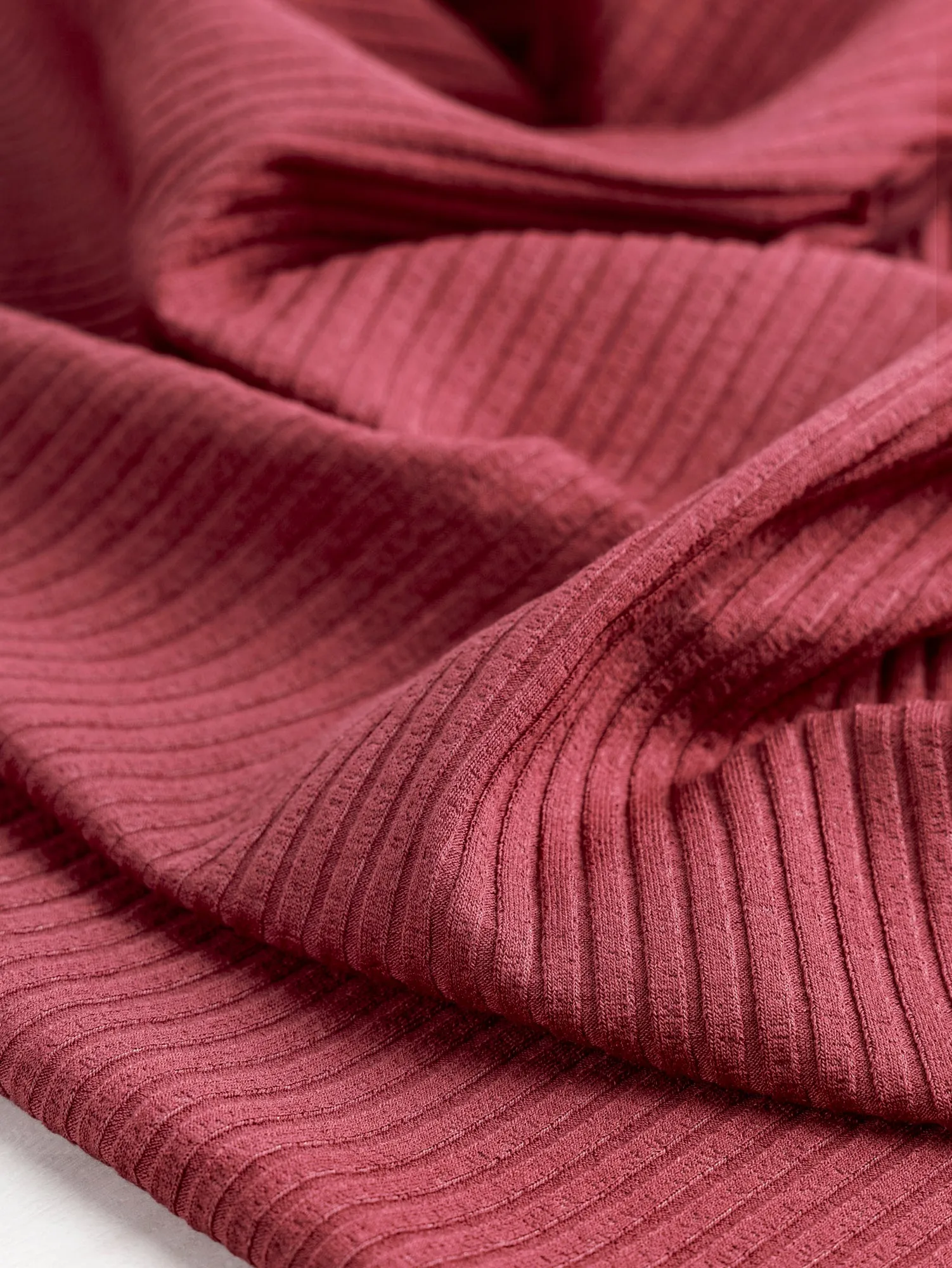 Wide Rib EcoVero Viscose Knit - Earth Red - Swatch