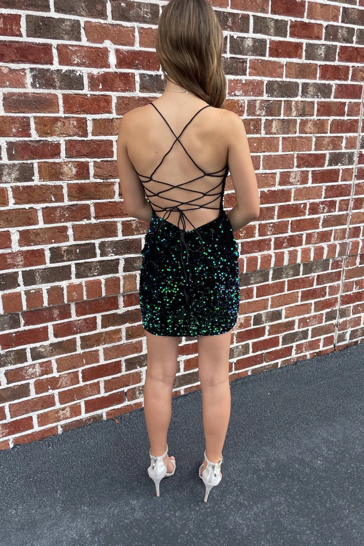 Wine Red Sequin Mini Dress