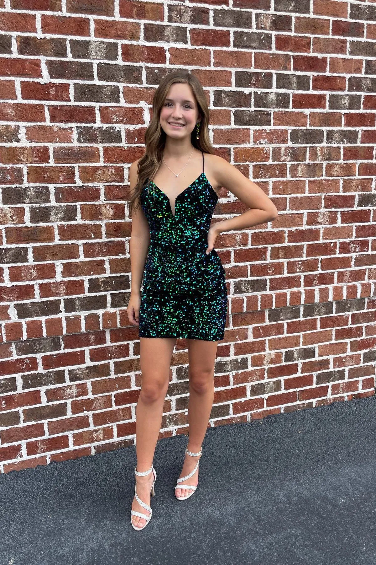 Wine Red Sequin Mini Dress