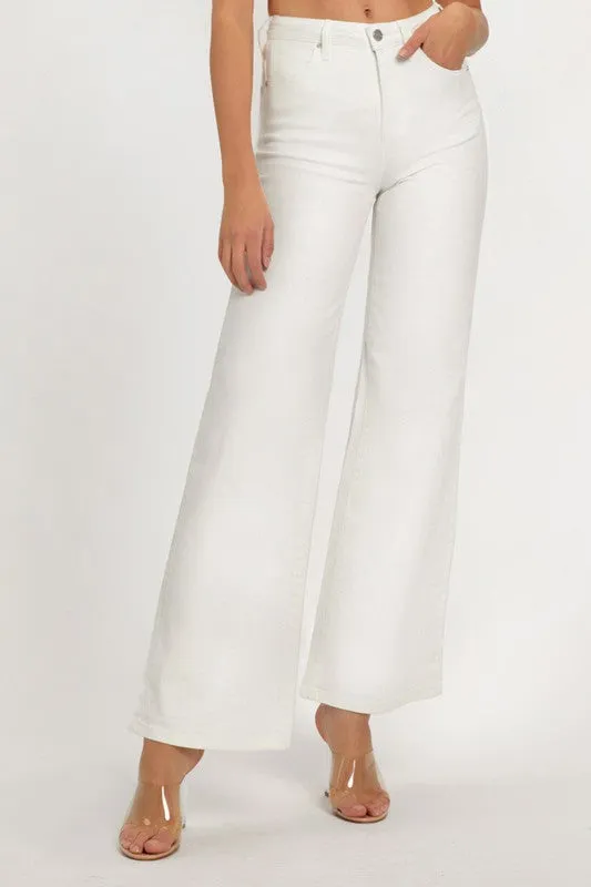 Winter Wishes White Wide Leg Risen Jeans