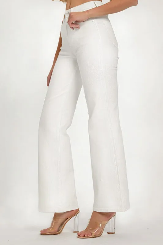 Winter Wishes White Wide Leg Risen Jeans