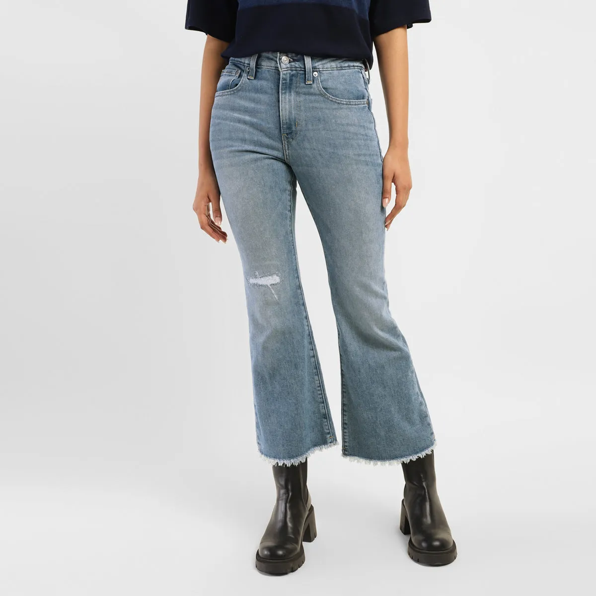 Women's 726 Blue Flared Fit Mid Rise Jeans