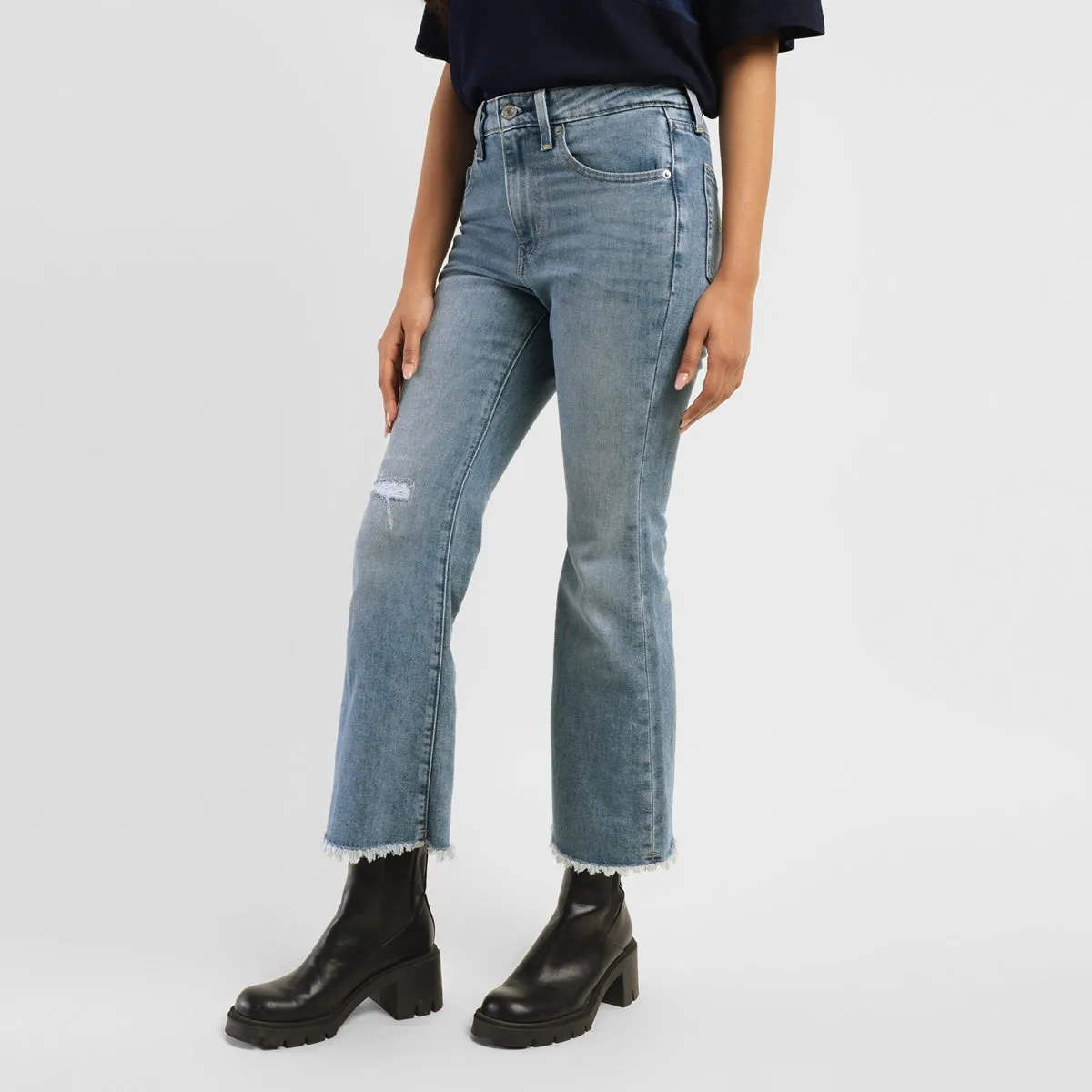 Women's 726 Blue Flared Fit Mid Rise Jeans
