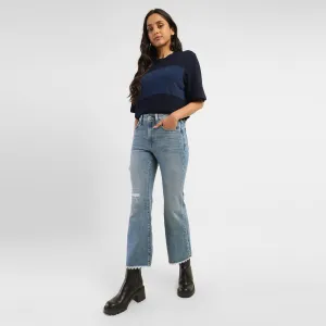 Women's 726 Blue Flared Fit Mid Rise Jeans