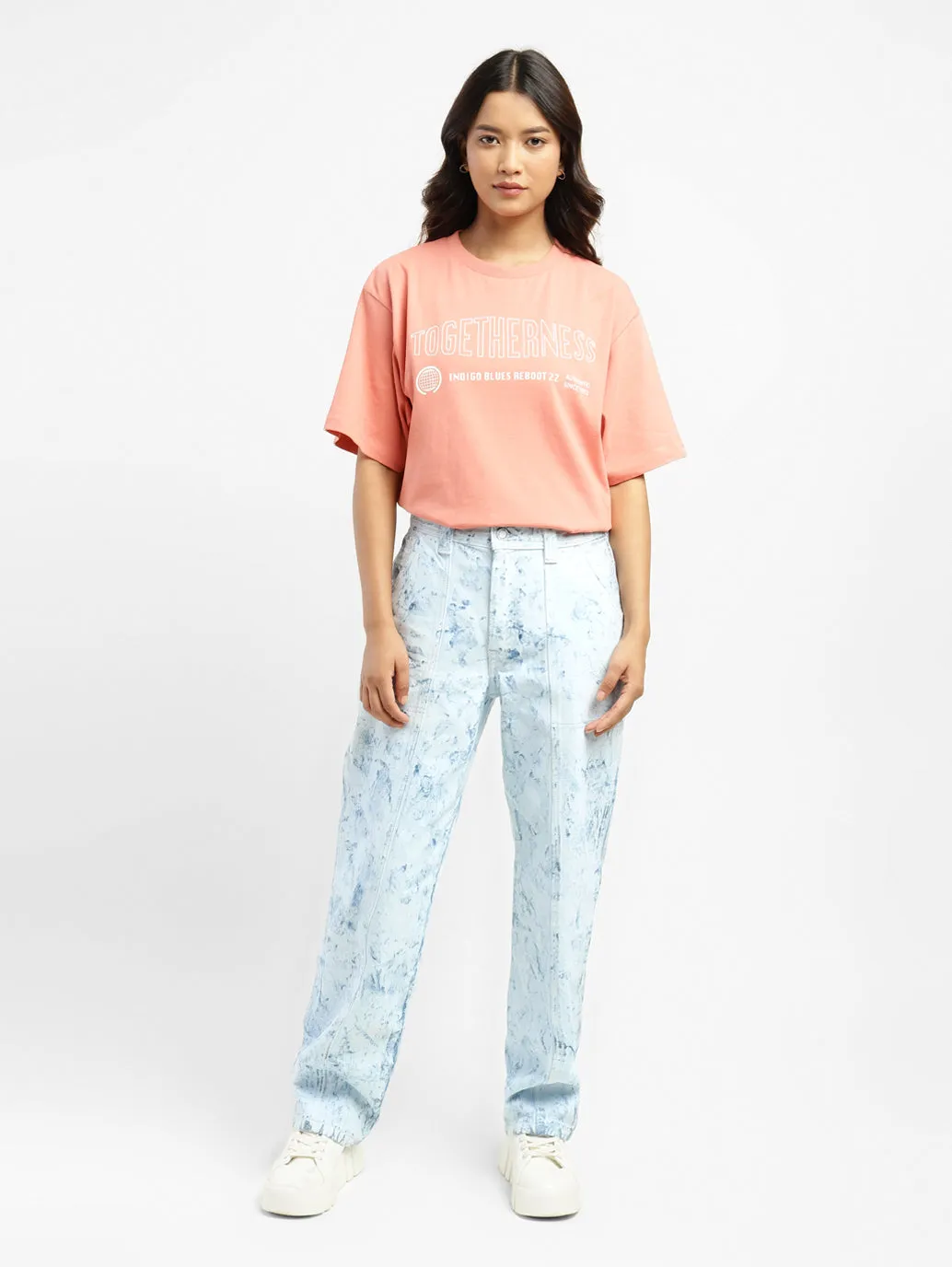 Women's Blue Loose Fit Mid Rise Jeans