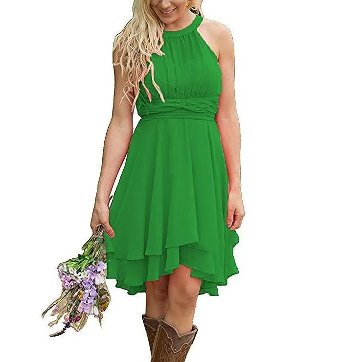 Women's Knee Length Country Bridesmaid Dress Western Wedding Guest Dress