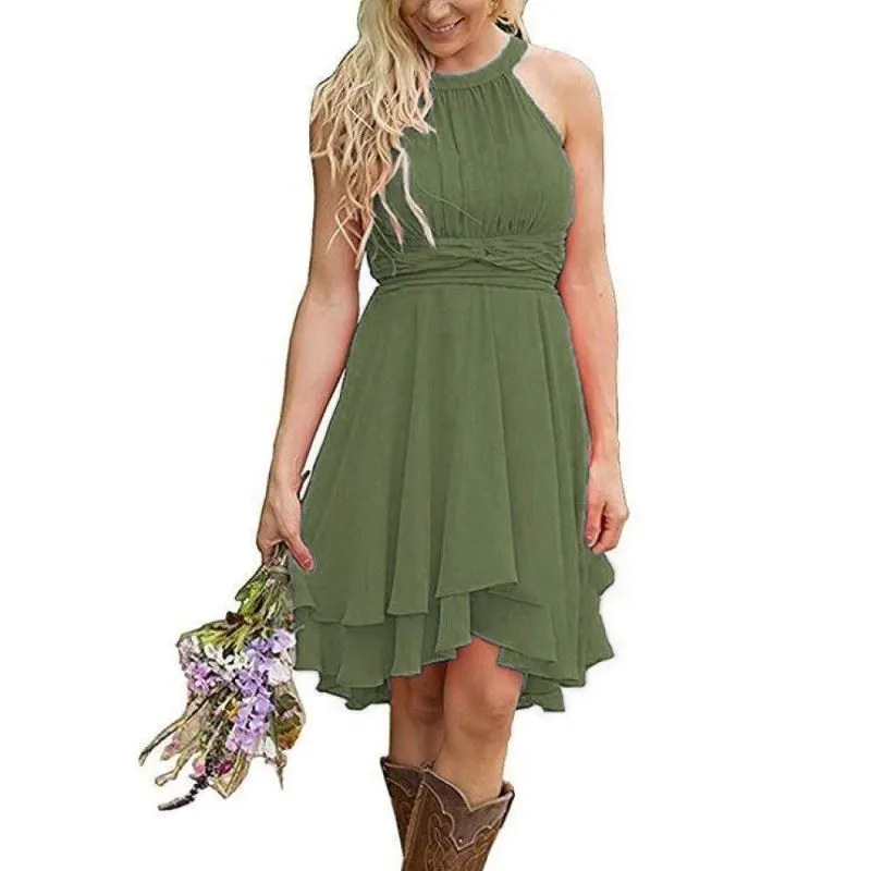 Women's Knee Length Country Bridesmaid Dress Western Wedding Guest Dress