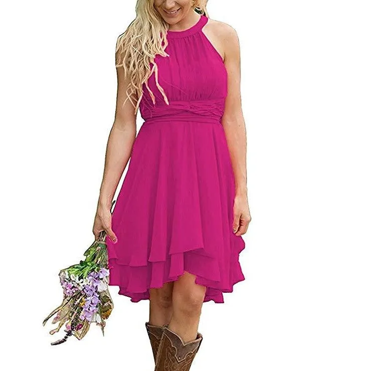 Women's Knee Length Country Bridesmaid Dress Western Wedding Guest Dress