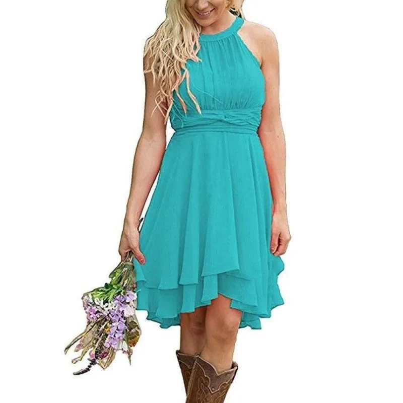 Women's Knee Length Country Bridesmaid Dress Western Wedding Guest Dress