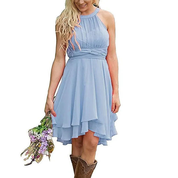 Women's Knee Length Country Bridesmaid Dress Western Wedding Guest Dress