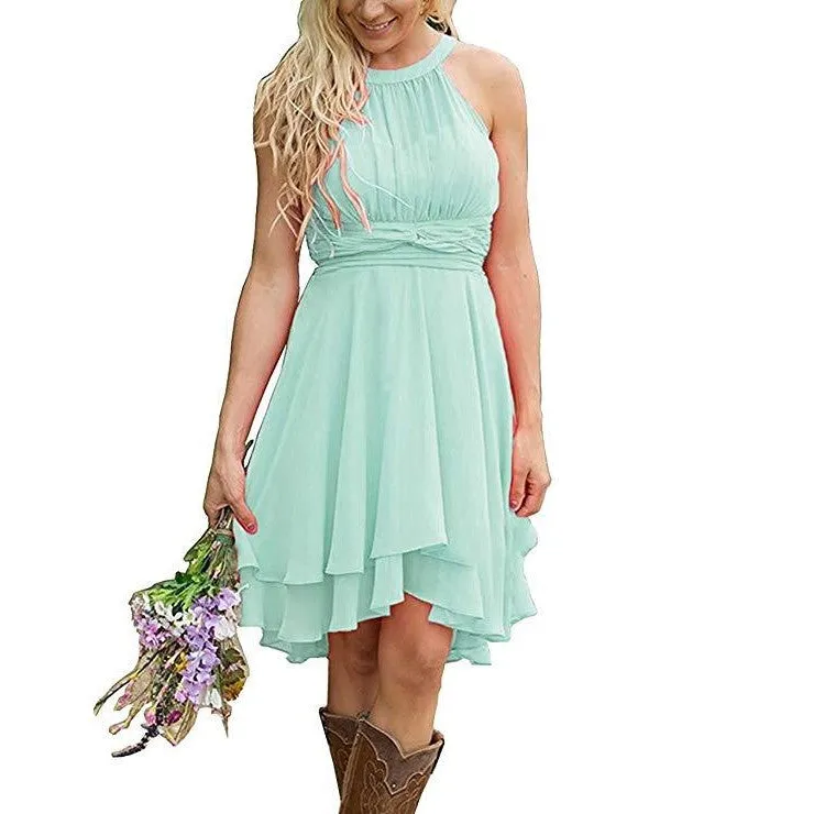 Women's Knee Length Country Bridesmaid Dress Western Wedding Guest Dress