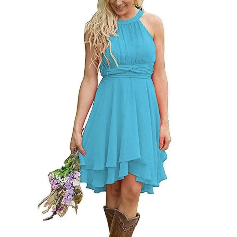 Women's Knee Length Country Bridesmaid Dress Western Wedding Guest Dress