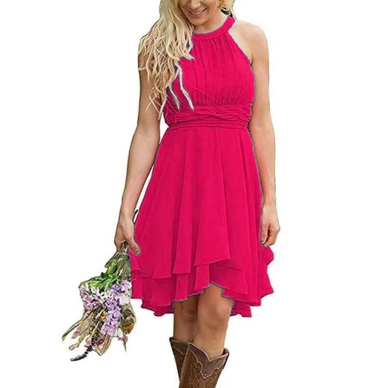 Women's Knee Length Country Bridesmaid Dress Western Wedding Guest Dress