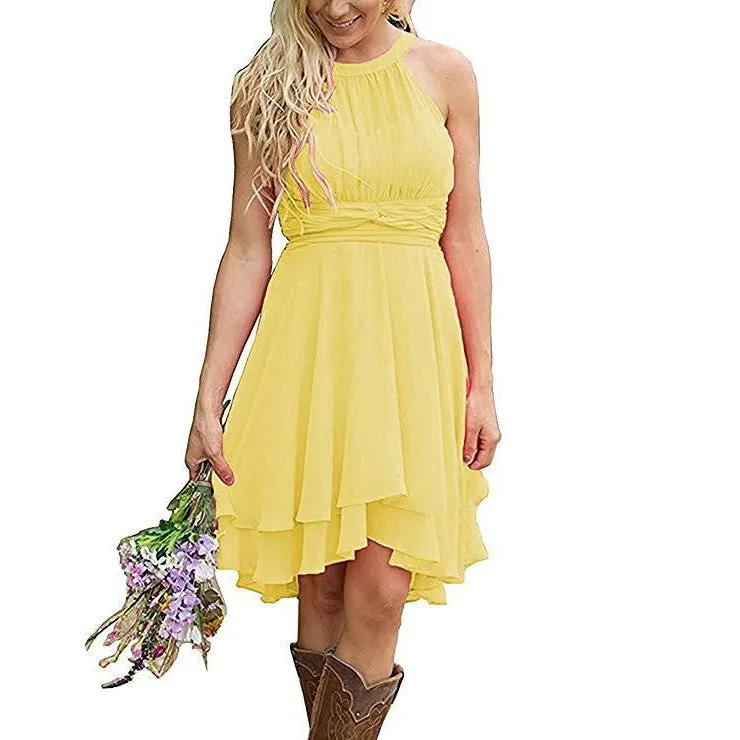 Women's Knee Length Country Bridesmaid Dress Western Wedding Guest Dress