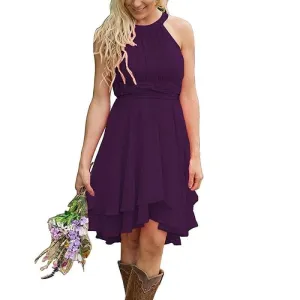 Women's Knee Length Country Bridesmaid Dress Western Wedding Guest Dress