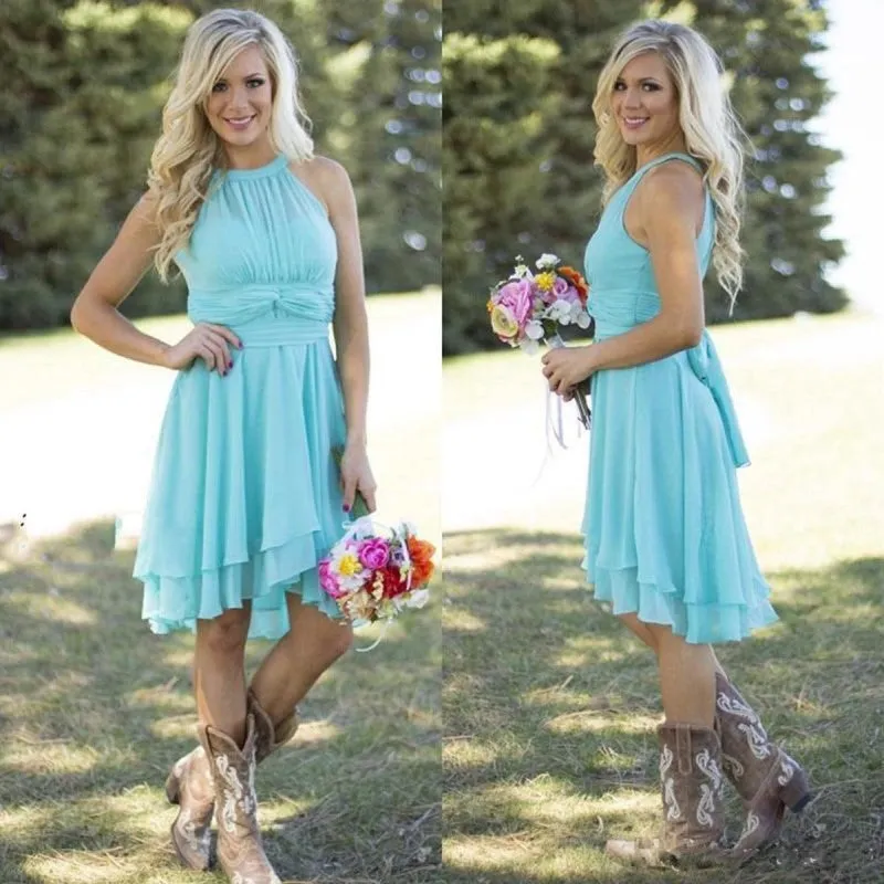 Women's Knee Length Country Bridesmaid Dress Western Wedding Guest Dress
